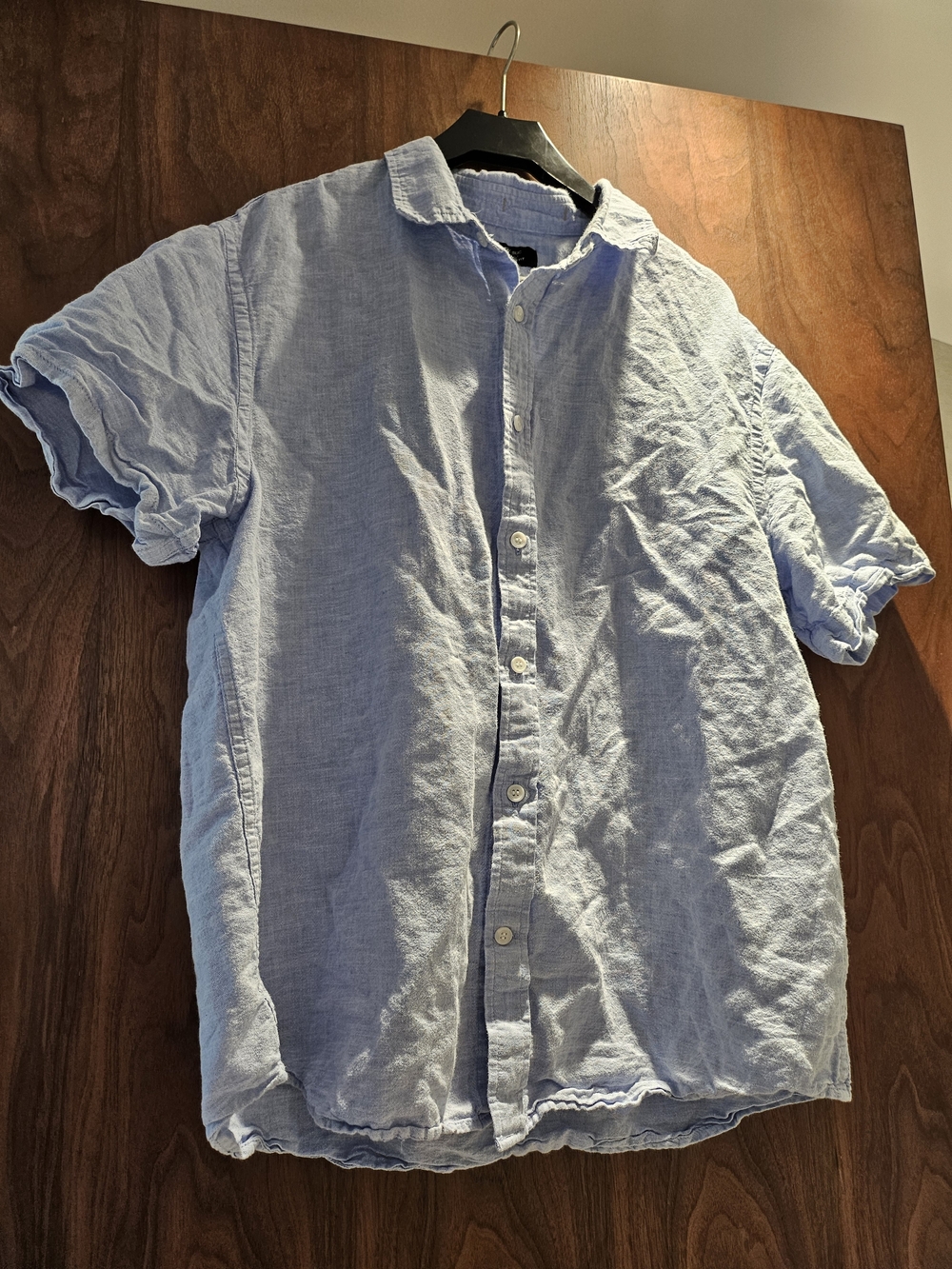 Banana Republic Light Blue Short-Sleeve Linen Button-Down Shirt